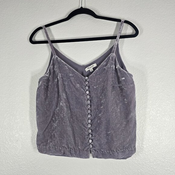 Madewell Tops - Madewell Cami Cropped Top Women Size 00  Purple Velvet Button Spaghetti Strap
